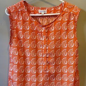 Oat+Fawn Orange Patterned Crop Top